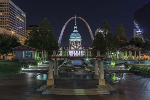 Framed St. Louis At Night Print
