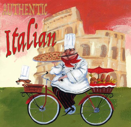 Framed Bike Chef Colosseum Olive Print