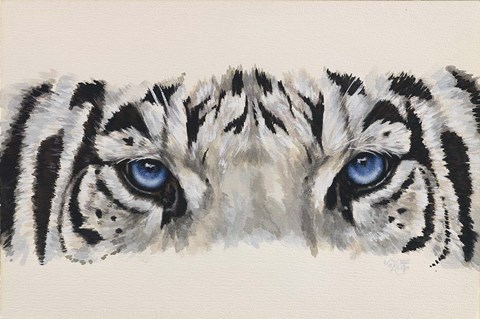 Framed Eye-Catching White Tiger Print