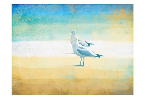 Framed Birds On The Beach Print