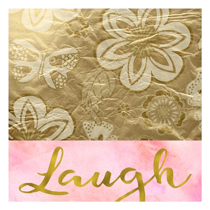 Framed Laugh Golden Flowers Print