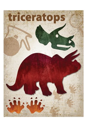 Framed Triceratops Dinosaur Print