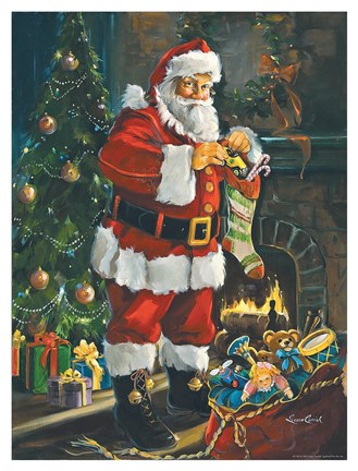 Framed Sneaking Santa Print