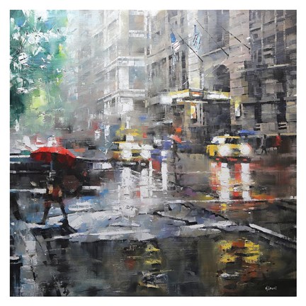 Framed Manhattan Red Umbrella Print