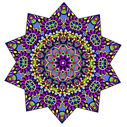 Framed Shining Mandala in Purples Print