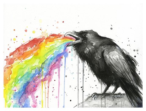 Framed Raven Tastes the Rainbow Print