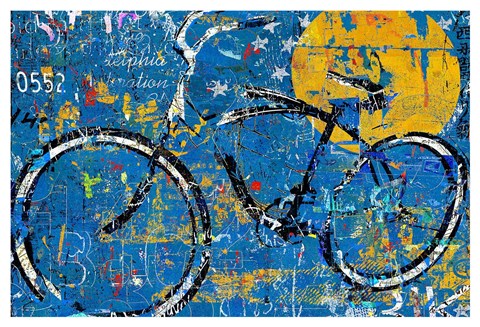 Framed Blue Graffiti Bike Print