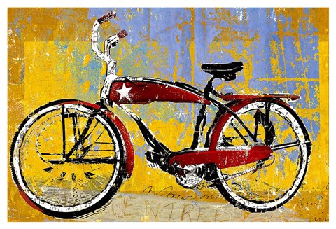 Framed Red Bike with Star Print