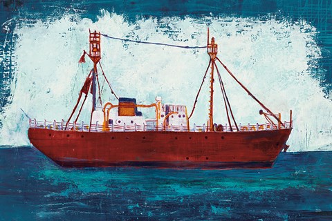 Framed Nantucket Lightship Navy no Words Print