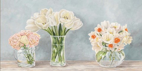 Framed Fleurs et Vases Aquamarine Print