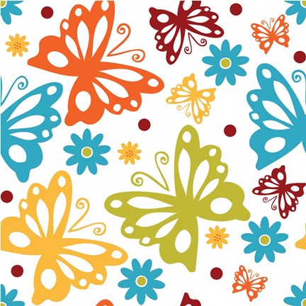 Framed Butterflies and Blooms Playful II Print