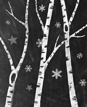Framed Snowy Birches III Print