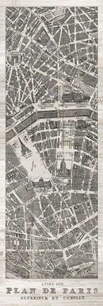 Framed Plan de Paris Panel in Wood Print