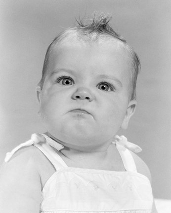 Framed 1950s 1960s Portrait Baby Angry Print