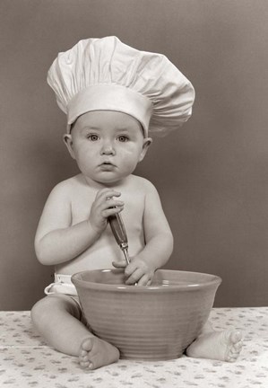 Framed 1940s 1950s Baby Cook With Chef Hat Print