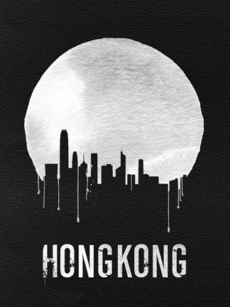 Framed Hong Kong Skyline Black Print