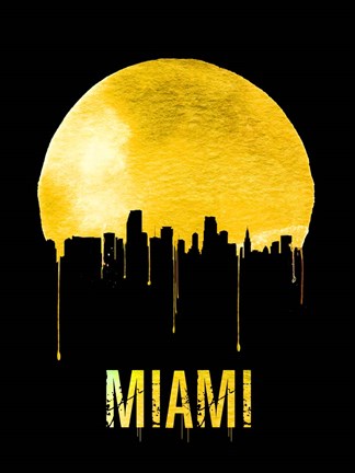 Framed Miami Skyline Yellow Print