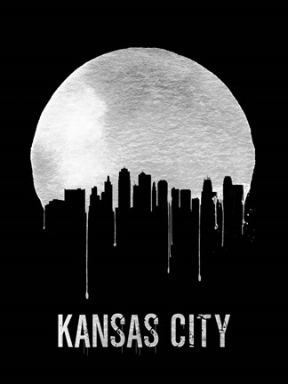 Framed Kansas City Skyline Black Print