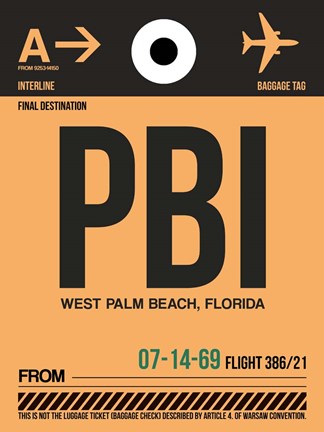 Framed PBI West Palm Beach Luggage Tag I Print