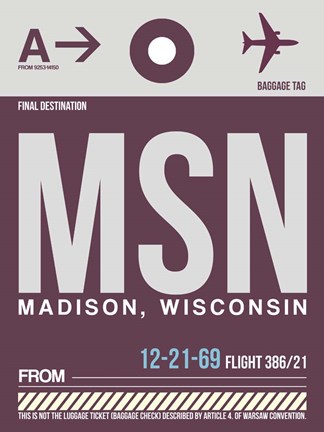 Framed MSN Madison Luggage Tag II Print