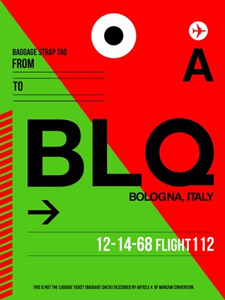 Framed BLQ Bologna Luggage Tag I Print