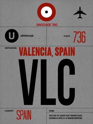 Framed VLC Valencia Luggage Tag I Print