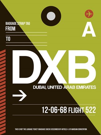 Framed DXB Dubai Luggage Tag II Print