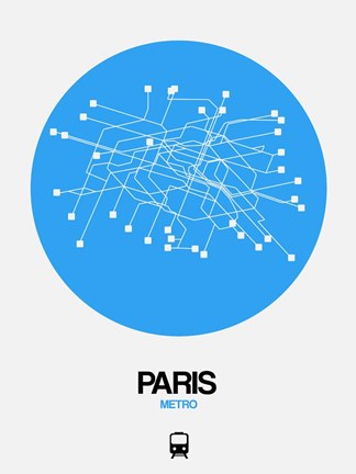 Framed Paris Blue Subway Map Print