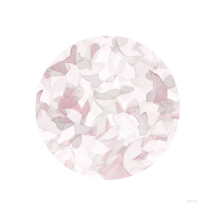 Framed Leafy Abstract Circle I Blush Gray Print