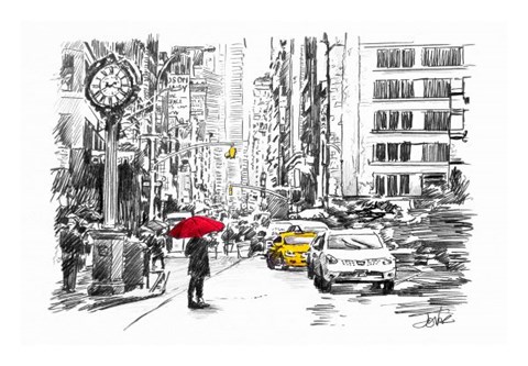 Framed City Street Study Print