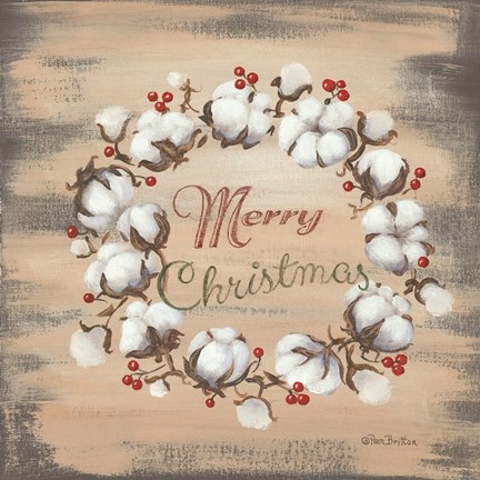 Framed Cotton Wreath Holiday Print