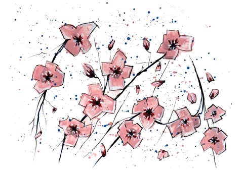 Framed Pink Flowers I Print