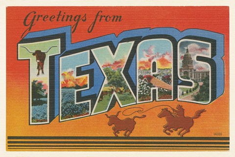 Framed Greetings from Texas v2 Print
