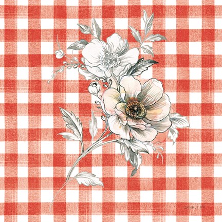 Framed Sketchbook Garden VII Red Checker Print