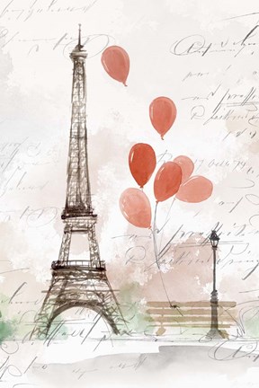 Framed Balloons in Paris Print