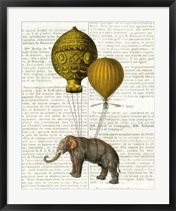 Framed Elephant Ride II v2 Newsprint Print