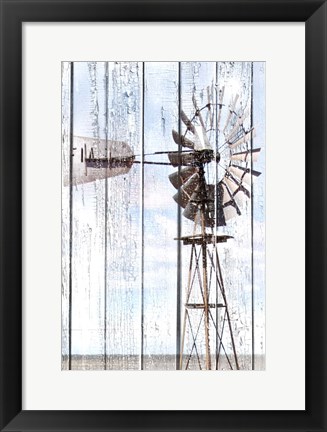 Framed White Washed Windmill Print