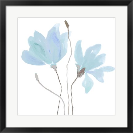 Framed Floral Sway Blue II Print