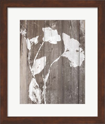 Framed Brown Floral Whisper on Wood II Print