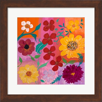 Framed Floral Pattern I Print