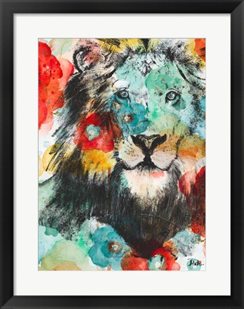 Framed Vibrant Lion Print
