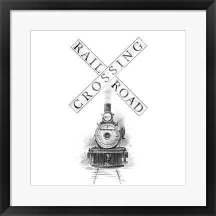 Framed Railroad Crossing Print