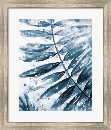 Framed Blue Jungle Leaf II Print
