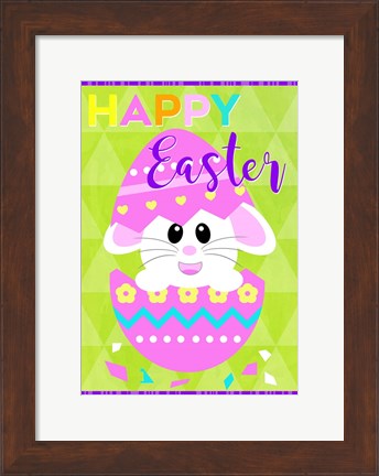 Framed Happy Easter Bunny in Egg Print