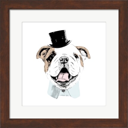 Framed Top Hat Dog Print