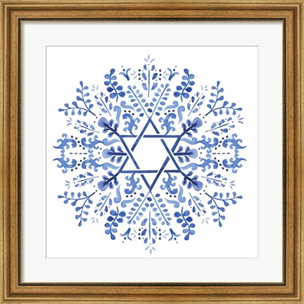 Framed Indigo Hanukkah I Print