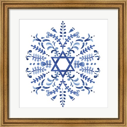 Framed Indigo Hanukkah IV Print