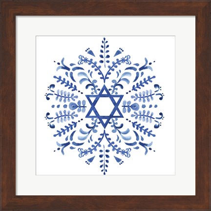 Framed Indigo Hanukkah IV Print
