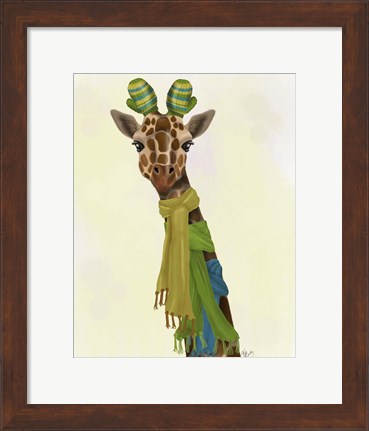 Framed Giraffe and Scarves Print