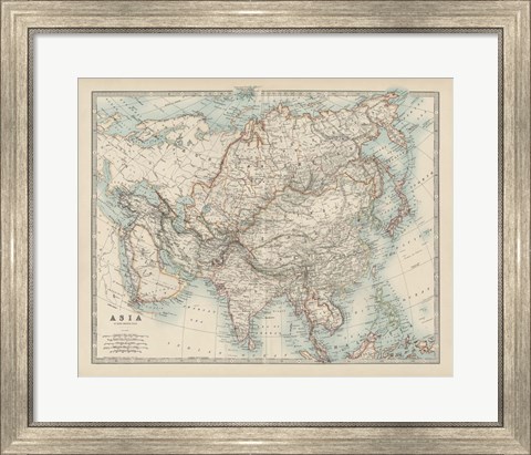 Framed Map of Asia Print